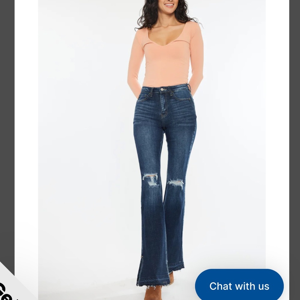KanCan Distressed Flare Wide Leg Jeans